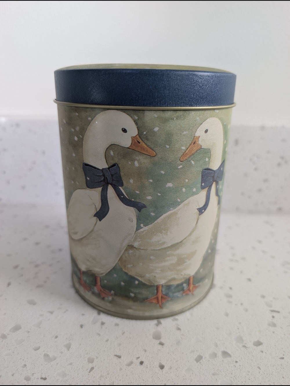 Decorative Duck Tin with Navy Lid